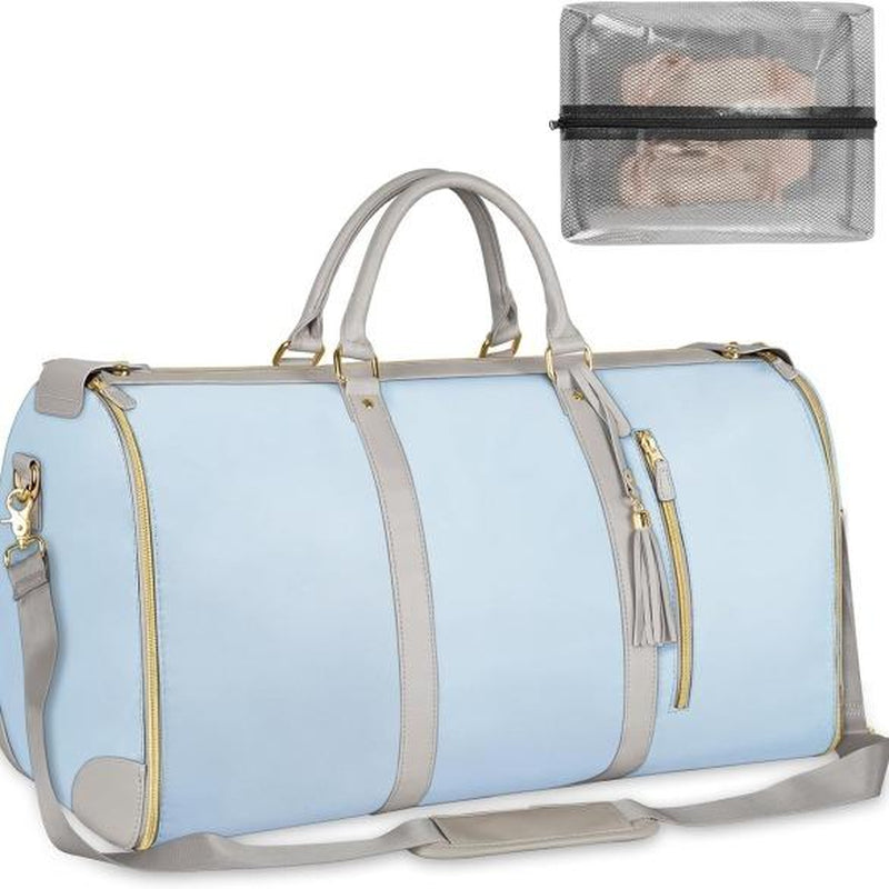 Foldable Womens Garment Gym Fitness Toiletry Bag, 2 in 1 Hanging Suitcase Carry-On Travel Backpack,Lightweight PU Leather Traveling Duffel Weekend Bag