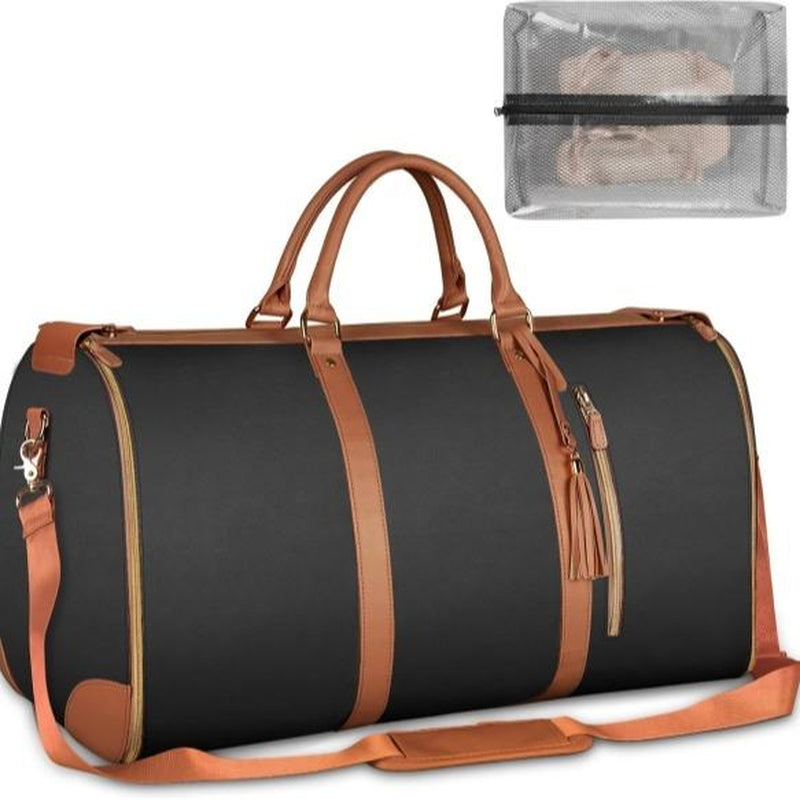 Foldable Womens Garment Gym Fitness Toiletry Bag, 2 in 1 Hanging Suitcase Carry-On Travel Backpack,Lightweight PU Leather Traveling Duffel Weekend Bag