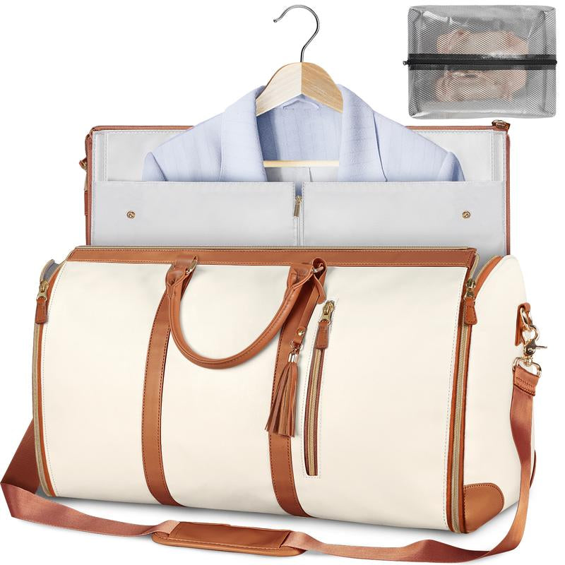 Foldable Womens Garment Gym Fitness Toiletry Bag, 2 in 1 Hanging Suitcase Carry-On Travel Backpack,Lightweight PU Leather Traveling Duffel Weekend Bag