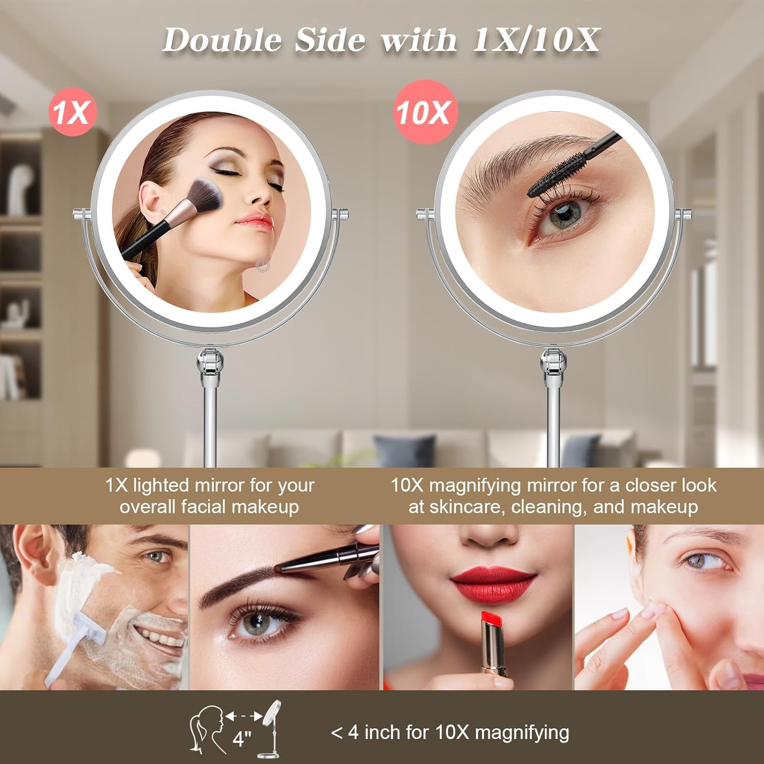 Rechargeable Lighted Makeup Mirror