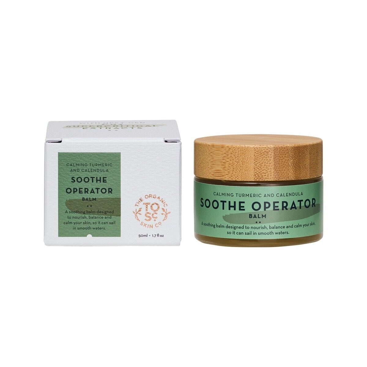 New the Organic Skin Co Soothe Operator Balm Calming Turmeric and Calendula 50Ml