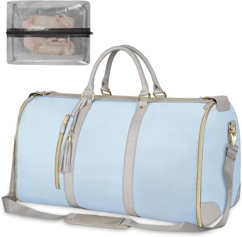 Foldable Womens Garment Gym Fitness Toiletry Bag, 2 in 1 Hanging Suitcase Carry-On Travel Backpack,Lightweight PU Leather Traveling Duffel Weekend Bag