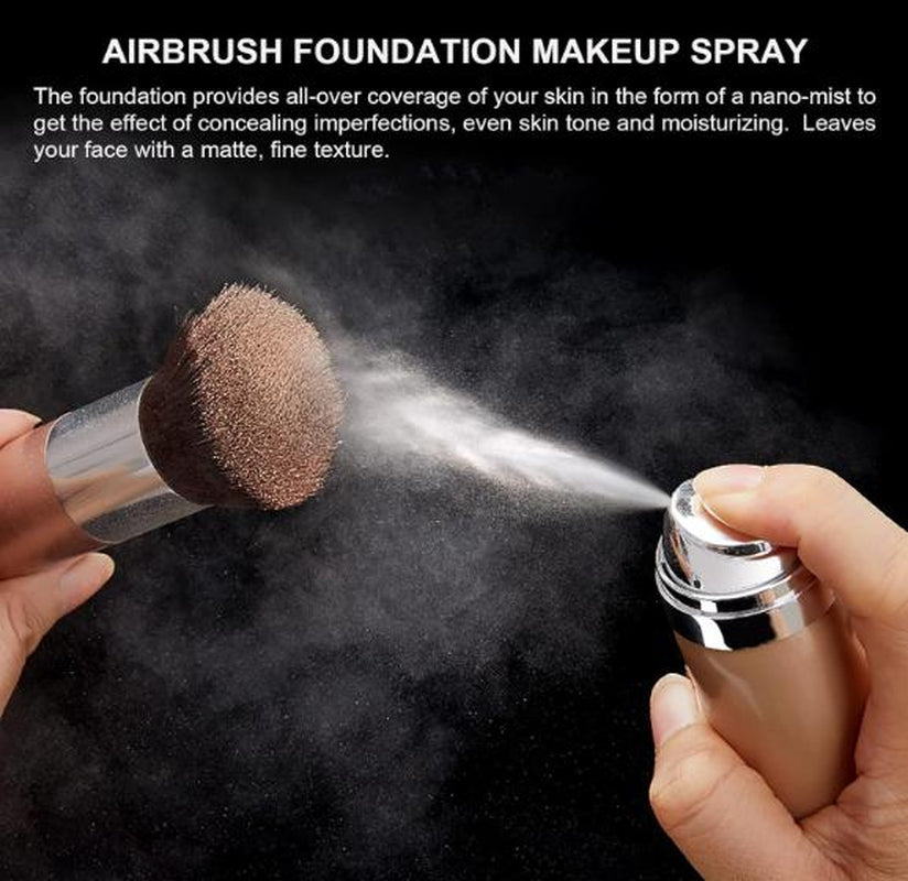 Airbrush Foundation Makeup Spray, Long Lasting Waterproof Full Coverage Foundation for Brighten, Concealer and Hydrating, Natural Matte Finish, Brush and Makeup Sponge Include, 2.36Oz (#1 Natural)