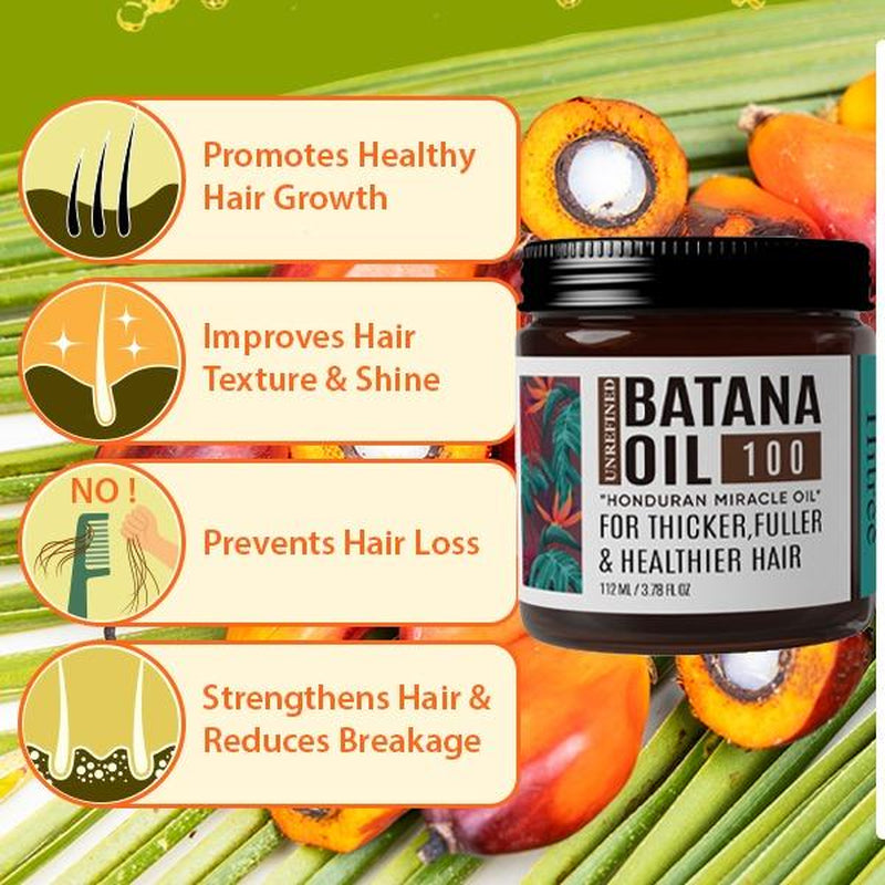 Hitree Batana Oil for Hair Growth: 100% Organic and Pure - Dr. Sebi Approved Batana Oil from Honduras Unrefined Promotes Hair Thickness for Men & Women 3.78 OZ Hair Care Organic Shiny Moisture Comfort