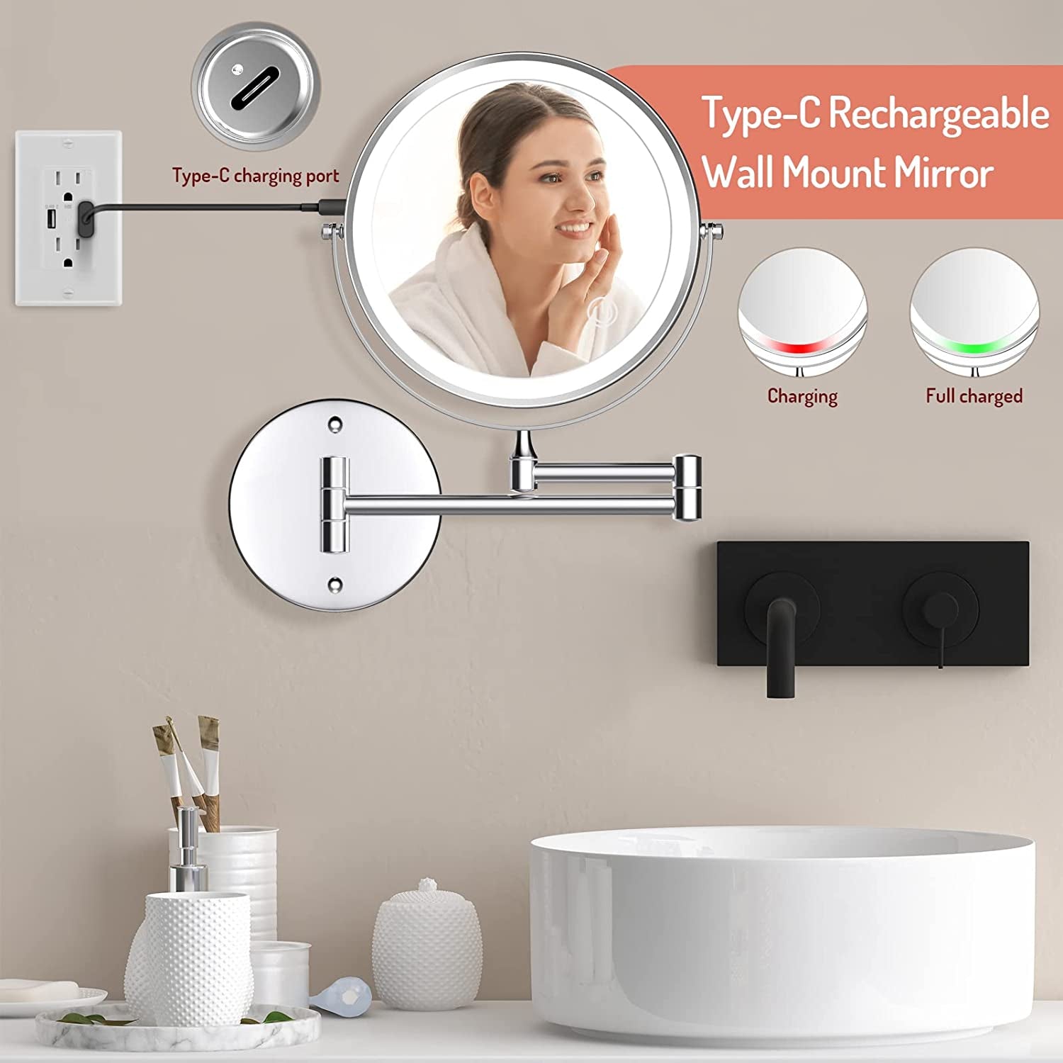 Rechargeable Lighted Makeup Mirror
