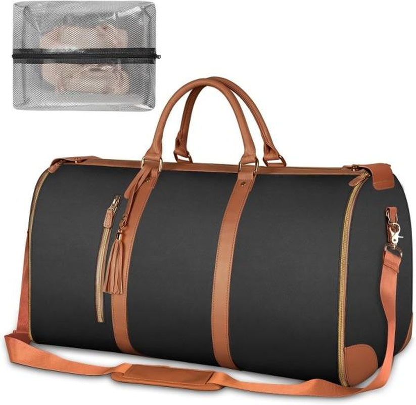 Foldable Womens Garment Gym Fitness Toiletry Bag, 2 in 1 Hanging Suitcase Carry-On Travel Backpack,Lightweight PU Leather Traveling Duffel Weekend Bag