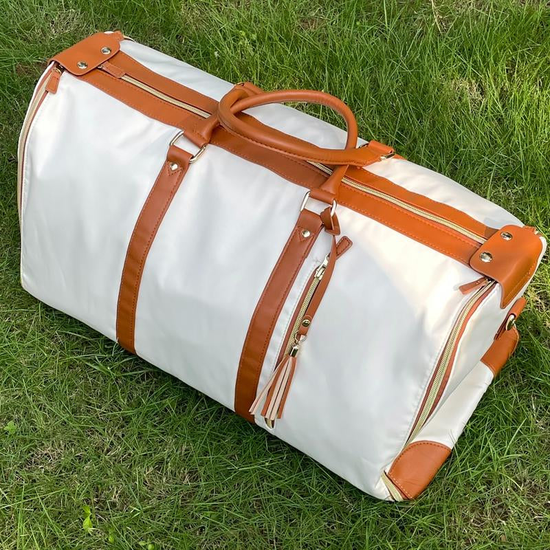Foldable Womens Garment Gym Fitness Toiletry Bag, 2 in 1 Hanging Suitcase Carry-On Travel Backpack,Lightweight PU Leather Traveling Duffel Weekend Bag