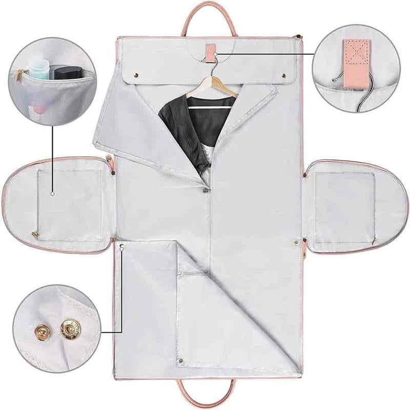 Foldable Womens Garment Gym Fitness Toiletry Bag, 2 in 1 Hanging Suitcase Carry-On Travel Backpack,Lightweight PU Leather Traveling Duffel Weekend Bag
