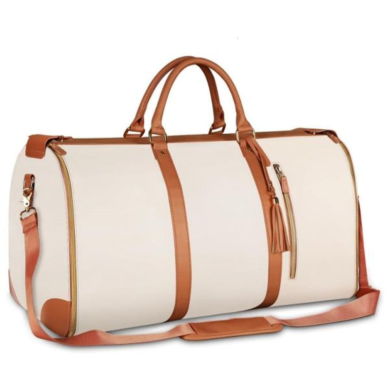 Foldable Womens Garment Gym Fitness Toiletry Bag, 2 in 1 Hanging Suitcase Carry-On Travel Backpack,Lightweight PU Leather Traveling Duffel Weekend Bag
