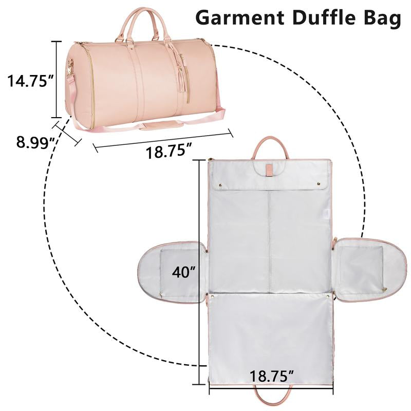 Foldable Womens Garment Gym Fitness Toiletry Bag, 2 in 1 Hanging Suitcase Carry-On Travel Backpack,Lightweight PU Leather Traveling Duffel Weekend Bag