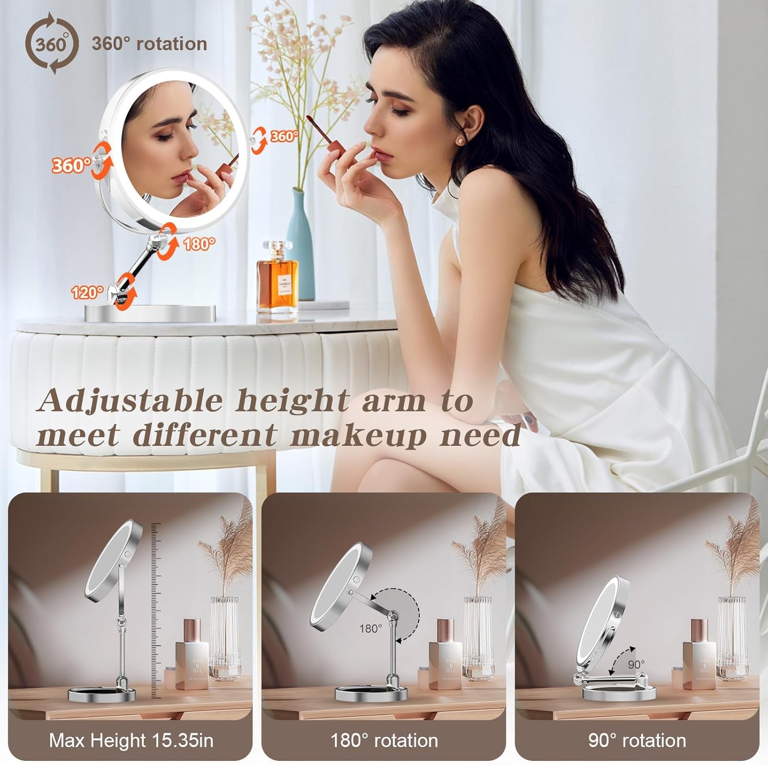 Rechargeable Lighted Makeup Mirror