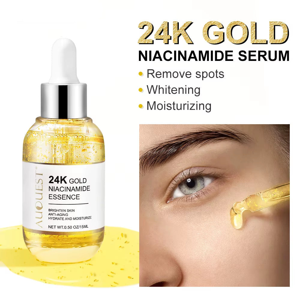 24K Gold Face Serum Dark Spot Remover Niacinamide Serum Hyaluronic Acid Anit-Wrinkle Whitening Facial Skin Care Products